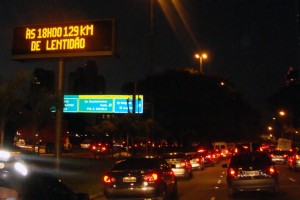 Traffic jam in Marginal Pinheiros, Sao Paulo city